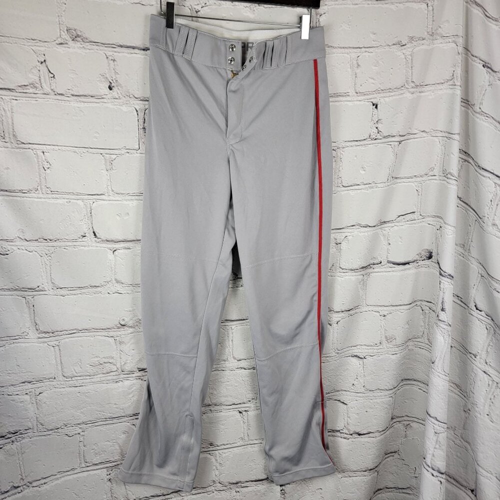 CHAMPRO Standard Womens Medium Open Bottom Baseball‎ Pants Uniform Grey Red